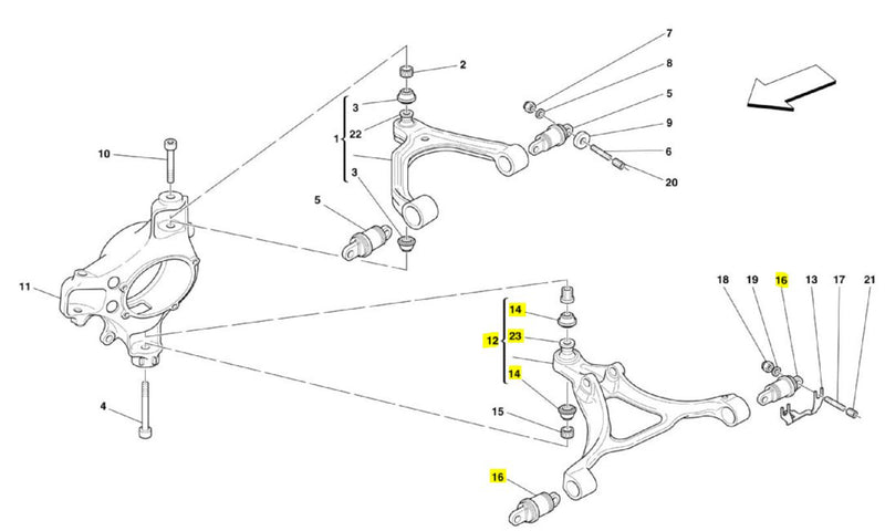 Ferrari 599 Lower Wishbone Refurbishment Complete: Ball Joint & Inner Bushes (Flanblocs)
