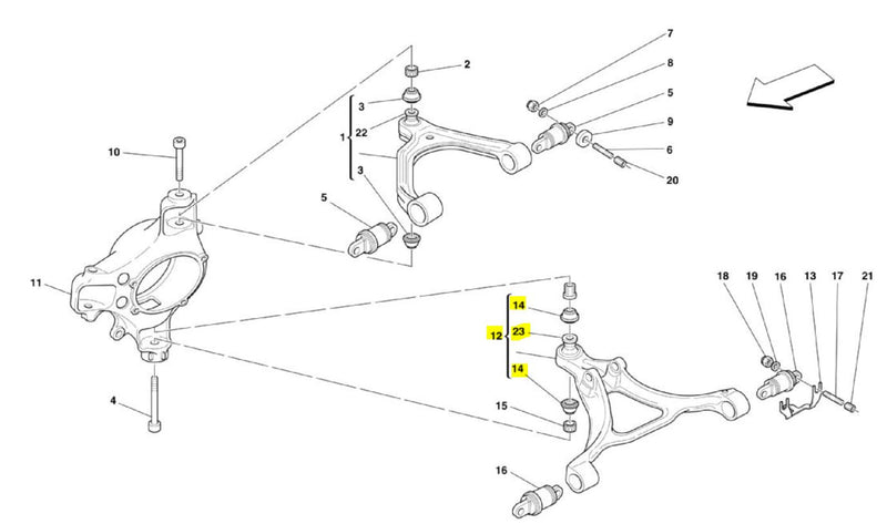 Ferrari 612 Lower Wishbone Refurbishment Partial: Ball Joint Only